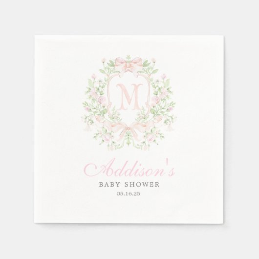 Preppy Crest Baby Shower Invitation スタンダードカクテルナプキン (正面)