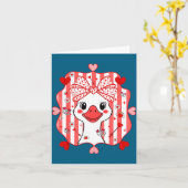 Preppy Cute Goose Coquette Bow Valentine's Day Wom カード (黄色い花)