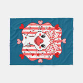 Preppy Cute Goose Coquette Bow Valentine's Day Wom フリースブランケット (正面(横))