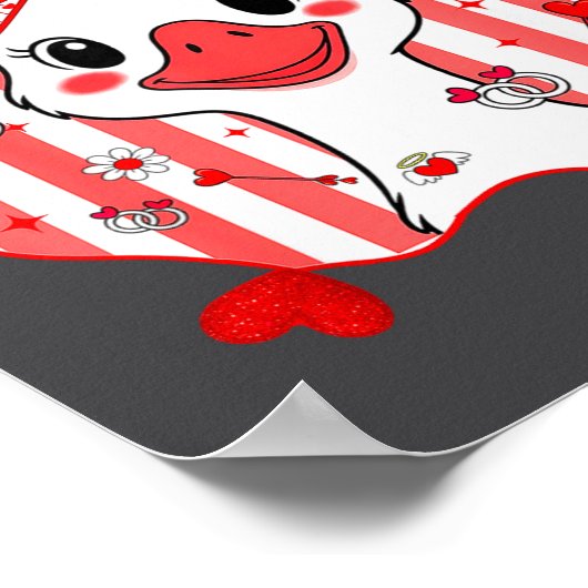 Preppy Cute Goose Coquette Bow Valentine's Day Wom ポスター (角)