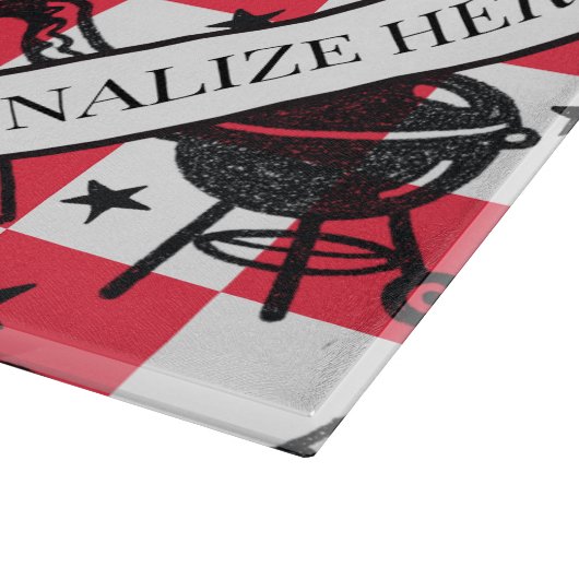 Preppy Dad Grilling Pattern – BBQ Doodles (Check) カッティングボード (角)