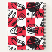 Preppy Dad Grilling Pattern – BBQ Doodles (Check)  ノートブック (裏面)