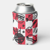 Preppy Dad Grilling Pattern – BBQ Doodles (Check) 缶クーラー (缶裏面)