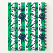 Preppy Dad Grilling Pattern – BBQ Doodles (Stripe) ノートブック (裏面)