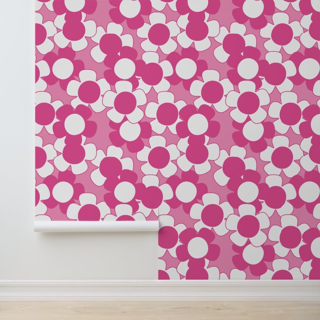 Preppy Daisy Allover Bloom – Hot Pink & Pink 壁紙 (アプリケーション)