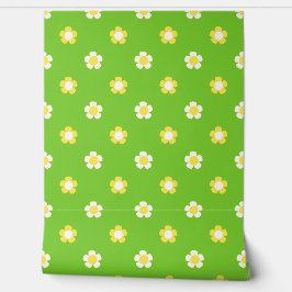 Preppy Daisy Scatter Field – Yellow & Lime 壁紙