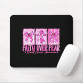 Preppy Faith Over Fear Breast Cancer Bow Warrior C マウスパッド (マウス)