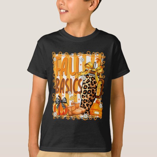 Preppy Fall Basics Coquette Bow Pumpkin Autumn Wom Tシャツ (正面)