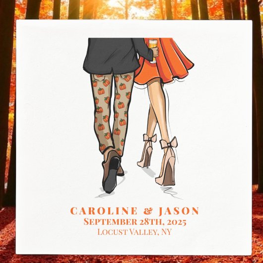 Preppy Fall Couple Shower Wedding Autumn Party  スタンダードカクテルナプキン