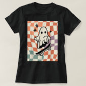 Preppy Fall Skater Ghost Autumn Vibe Checker Cute  Tシャツ (デザイン正面)