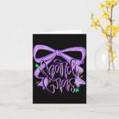 Preppy Fat Tuesday Mardi Gras Coquette Bow Women G カード (黄色い花)