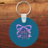 Preppy Fat Tuesday Mardi Gras Coquette Bow Women G キーホルダー (正面)