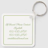 Preppy Floral Pink and Green Bow Personalized キーホルダー (裏面)