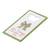 Preppy Floral Pink and Green Bow Personalized クレジットカード栓抜き (裏面アングル)