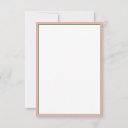 Preppy Floral Pink and Green Bow Personalized ノートカード (裏面)