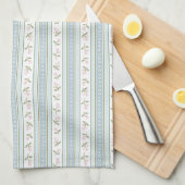 Preppy Floral Stripe Kitchen Towel キッチンタオル (四つ折り)