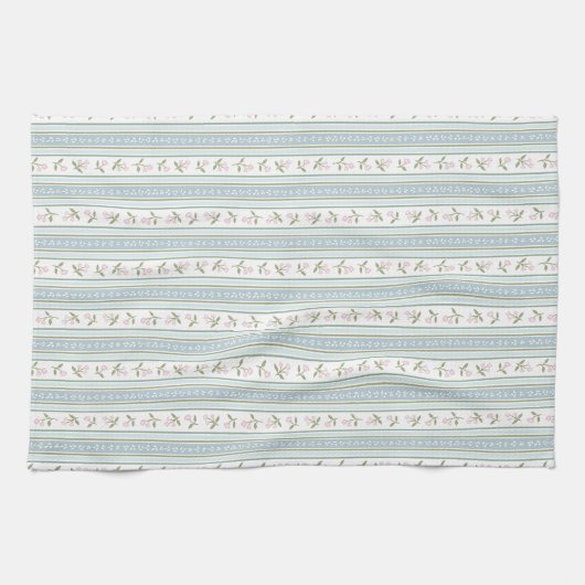 Preppy Floral Stripe Kitchen Towel キッチンタオル (横)