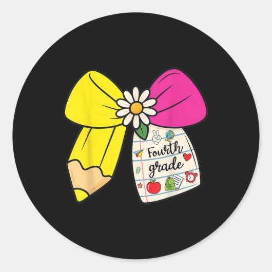 Preppy Fourth Grade Back To School 4th Grade Teach ラウンドシール (正面)