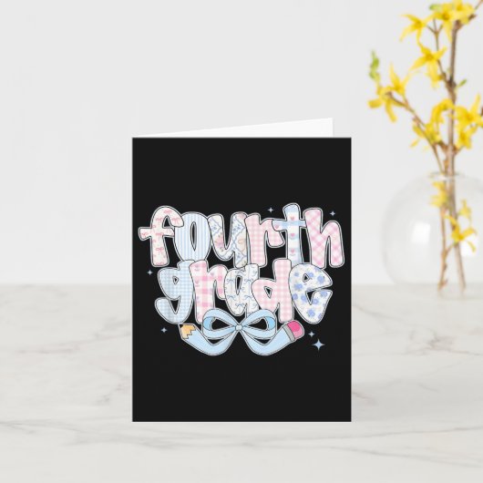 Preppy Fourth Grade Back To School Coquette 4th Gr カード (黄色い花)