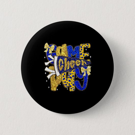 Preppy Game Day Football Mom Pennant Flag Cheer Bl 缶バッジ (正面)