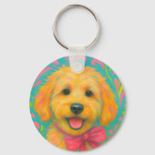 Preppy Golden Doodle キーホルダー (裏面)