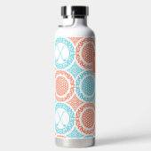 Preppy Golf Damask – Balls & Clubs - Coral & Turq ウォーターボトル (右面)