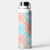 Preppy Golf Damask – Balls & Clubs - Coral & Turq ウォーターボトル (背面)