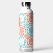 Preppy Golf Damask – Balls & Clubs - Coral & Turq ウォーターボトル (左面)