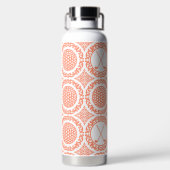 Preppy Golf Damask – Balls & Clubs - Coral & White ウォーターボトル (背面)