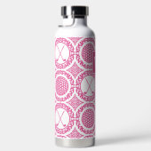 Preppy Golf Damask – Balls & Clubs in Hot Pink ウォーターボトル (右面)