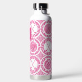 Preppy Golf Damask – Balls & Clubs in Hot Pink ウォーターボトル (左面)