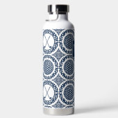 Preppy Golf Damask – Balls & Clubs in Navy White ウォーターボトル (右面)