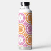 Preppy Golf Damask – Balls & Clubs - Orange & Pink ウォーターボトル (右面)