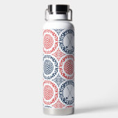 Preppy Golf Damask – Balls & Clubs - Red & Navy ウォーターボトル (背面)