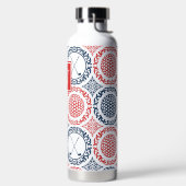 Preppy Golf Damask – Balls & Clubs - Red & Navy ウォーターボトル (左面)