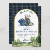 Preppy Golf Hole in One First Birthday Invitation 招待状 (正面/裏面)