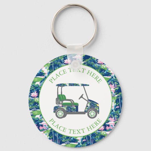 Preppy Golf Print Golf Cart キーホルダー (正面)