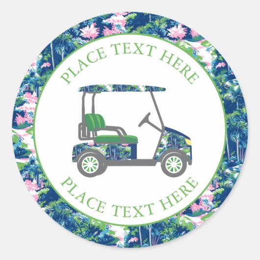 Preppy Golf Print Golf Cart ラウンドシール (正面)