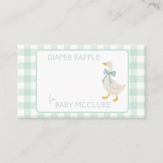 Preppy Goose Baby Shower Diaper Raffle エンクロージャーカード (正面)