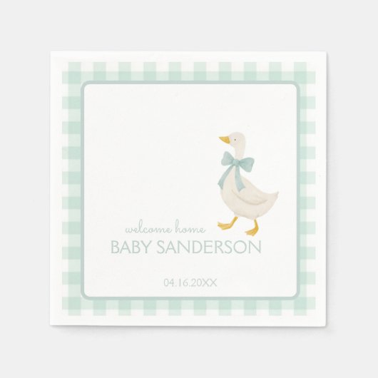 Preppy Goose Baby Shower Napkins スタンダードカクテルナプキン (正面)