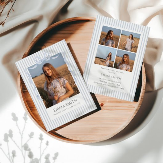 Preppy Graduation Photo Collage Announcement  招待状