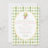 Preppy Grandmillennial Corn Harvest First Birthday 招待状 (正面)