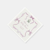 Preppy Grandmillennial Pink Girl Baby Shower スタンダードカクテルナプキン (角)