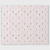 Preppy Grandmillennial Pink Nutcracker Christmas ラッピングペーパー (フラット)