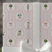 Preppy Grandmillennial Pink Nutcracker Christmas ラッピングペーパー
