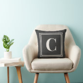 Preppy Gray Monogram Dorm Pillow - Initial クッション (椅子)