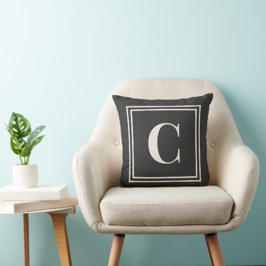 Preppy Gray Monogram Dorm Pillow - Initial  クッション (椅子)
