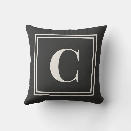 Preppy Gray Monogram Dorm Pillow - Initial  クッション (裏面)