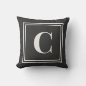 Preppy Gray Monogram Dorm Pillow - Initial クッション (正面)