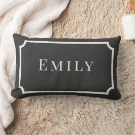Preppy Gray & White Name Dorm Pillow ランバークッション